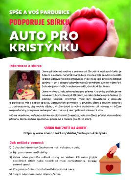 Auto pro Kristýnku - SPŠE a VOŠ podporuje sbírku 1-1